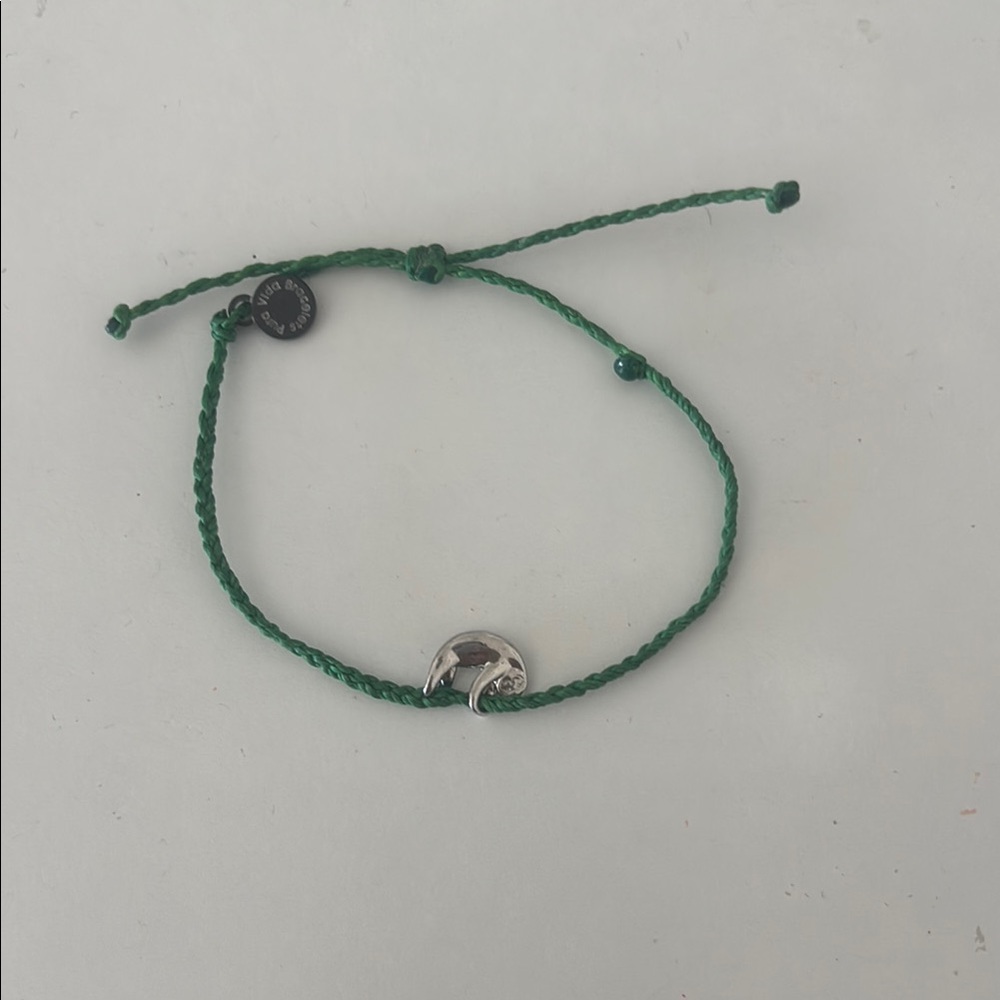 Pura Vida Green and Silver Bracelet